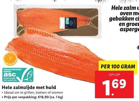 Hele Zalmzijde Met Huid G Aanbieding Bij Lidl