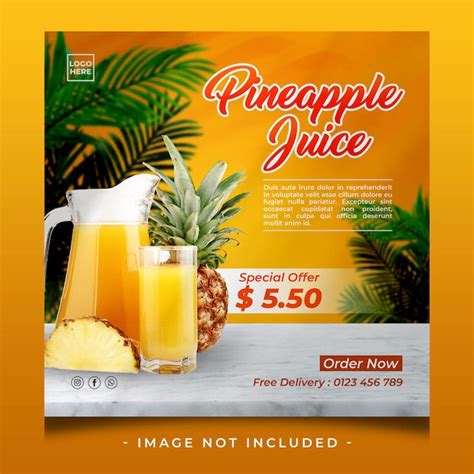 Une Affiche Pour Le Jus D Ananas Avec Un Verre De Jus Dessus Psd Premium