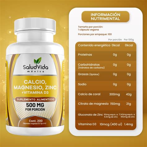 Calcio Magnesio Y Zinc Vitamina D Caps Saludvida Env O Gratis