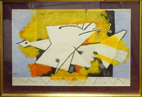 Georges Braque White Bird Lithograph In Colours With Initials In