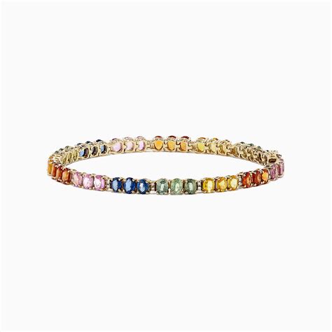 Effy Watercolors 14k Gold Multi Sapphire And Diamond Tennis Bracelet 9