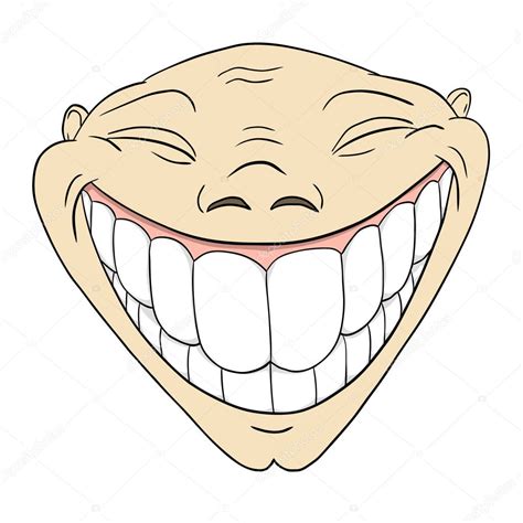 Cartoon grotesque funny face with big toothy smile — Stock Vector ...