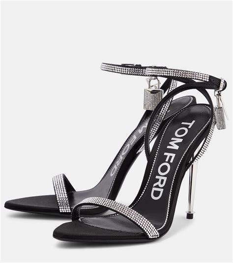 Padlock Embellished Satin Sandals In Black Tom Ford Mytheresa