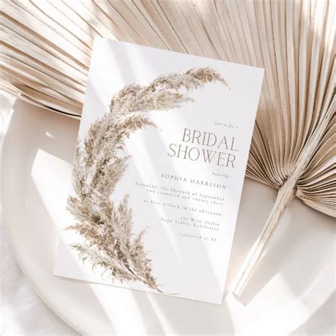 Pampas Grass Bridal Shower Invitation Zazzle