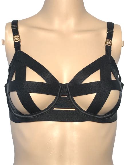 Victorias Secret Very Sexy Unlined Strappy Balconet Bra Black Silver