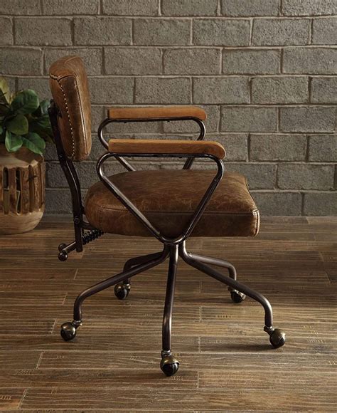 rustic office furniture farmhouse style office chair with top grain ...