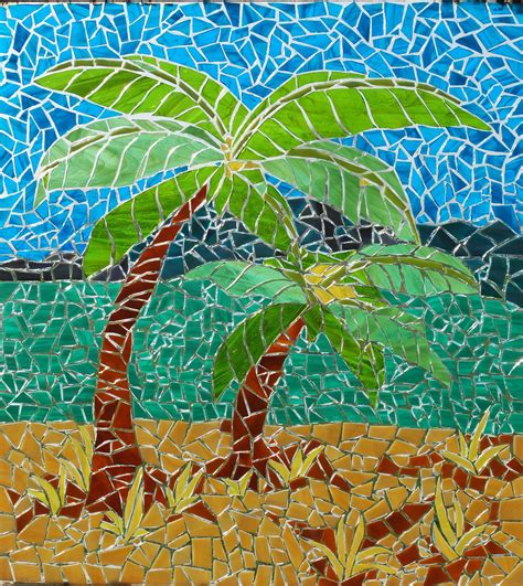 Stained Glass Mosaic By Booker Glass Palm Trees About 22x 28 Glass