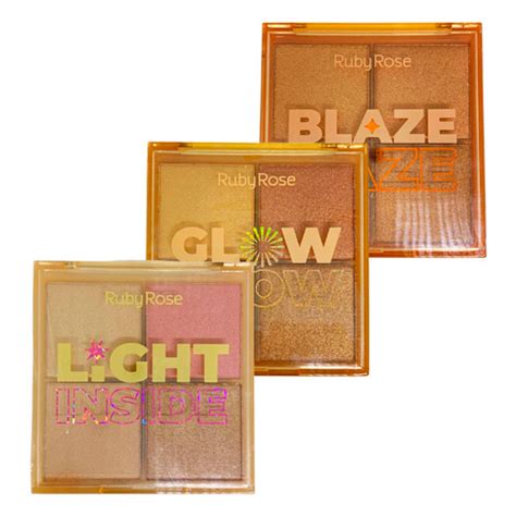 Paleta De Iluminadores Glow Tri Ruby Rose HB 7523 Ruby Rose Atacado