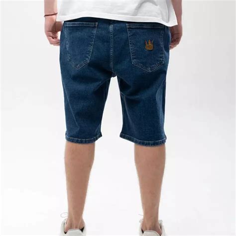 Jigga Wear Spodenki Jeansowe Kr Tkie Crown Pocket Gold Granatowe