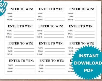 Printable Raffle Tickets Enter To Win Tickets Raffle Ticket Template