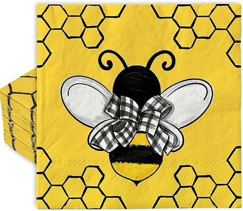 Amazon AnyDesign Bee Paper Napkins 6 5 X 6 5 Inch Disposable