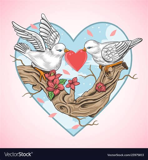 Love bird valentine heart Royalty Free Vector Image