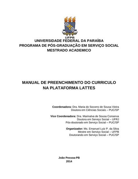 PDF MANUAL DE PREENCHIMENTO DO CURRICULO NA Estado Direitos