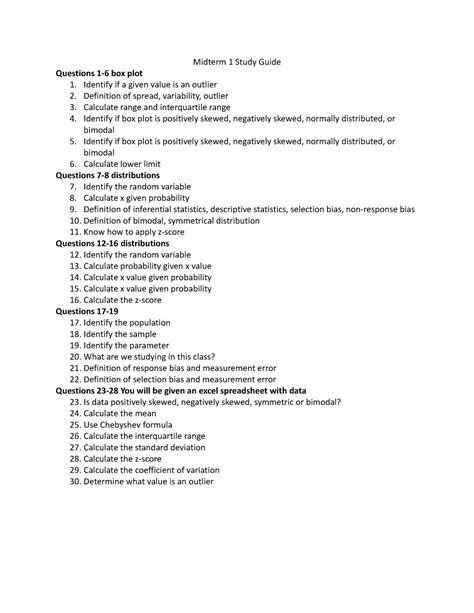 Isds 361a Midterm 1 Study Guide Midterm 1 Study Guide Questions 1 6