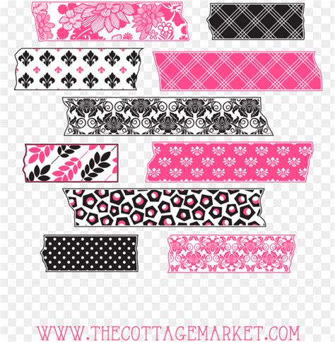 Hot Pink And Toile Digital Washi Tape Collection Digital Washi