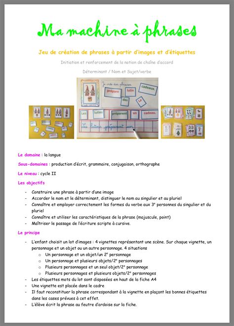 La Machine Phrases Production Crite Ce Ce Cp Pour Les