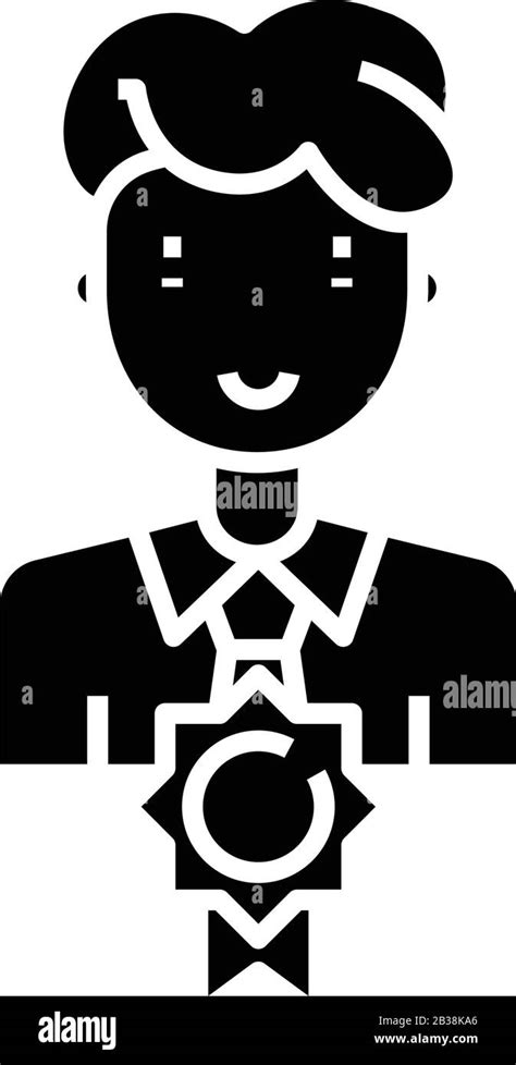 Professional Certificate Black Icon Concept Illustration Vector Flat