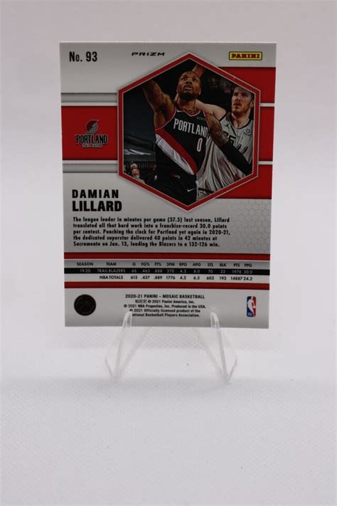 2020 21 Panini Mosaic Damian Lillard Red Mosaic Prizm Color Match