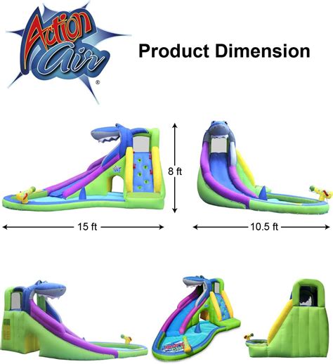 Action Air Tobogán acuático inflable casa inflable de tiburón con