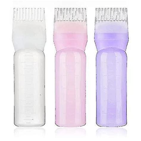 3pcs Root Comb Applicator Bottle Empty Hair Color Bottle Dispensing