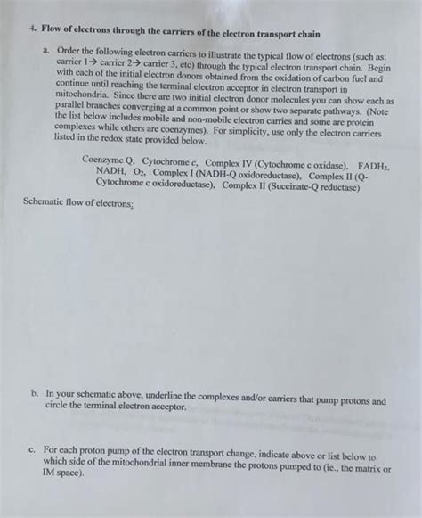 4. Flow of electrons through the carriers of the | Chegg.com