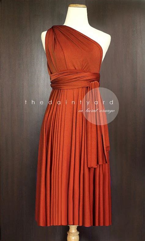 Short Straight Hem Burnt Orange Bridesmaid Prom Wedding Infinity