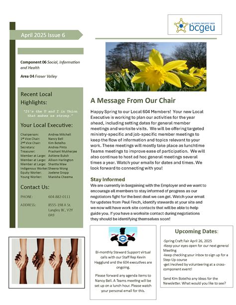 Local 604 - April 2025 Newsletter - BC General Employees' Union (BCGEU)