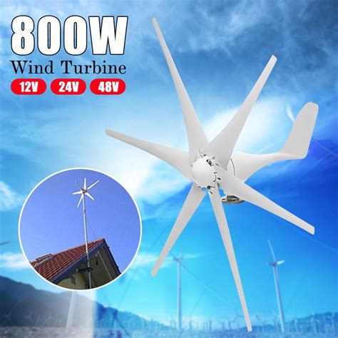 800w 6 Blades 12v24v48v Horizontal Wind Turbine Generator Shopee