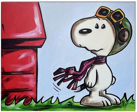 PEANUTS Snoopy vs Red Baron IV 40 x 50 cm Original Acrylgemälde