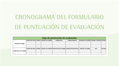 Plantilla De Excel Cronograma Del Formulario De Puntuaci N De