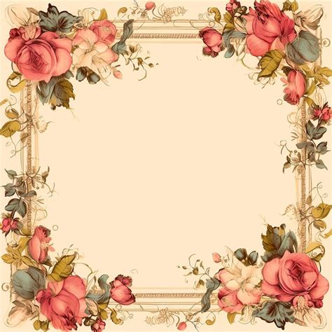 Premium Photo Square Floral Frame With Watercolor Flowers Border And