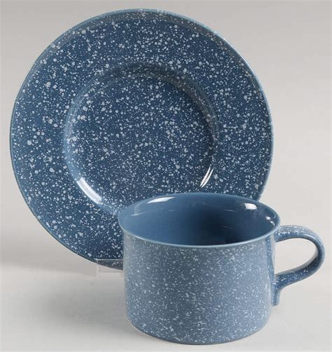 Ultrastone Country Blue Flat Cup Saucer Set By Mikasa Replacements