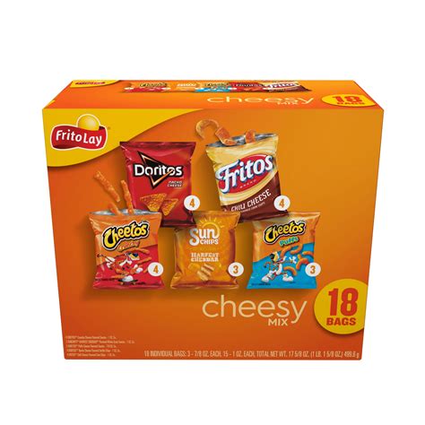 Frito-Lay Cheesy Snack Chips Variety Pack, 18 Count Multipack Box ...