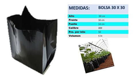 Bolsas Plastico Cultivo Produccion Plantas 5 Kg 30 X 30 Cm Envío Gratis