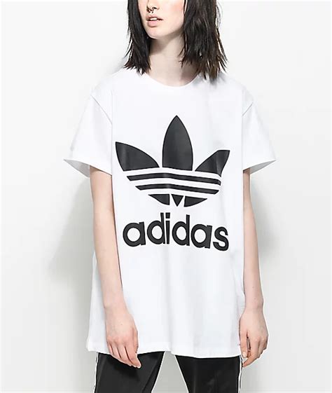 Adidas Trefoil White And Black Oversized T Shirt Zumiez