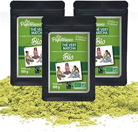 LES PAPOTEUSES Thé Vert Matcha en poudre Lot de 3 sachets de 100g