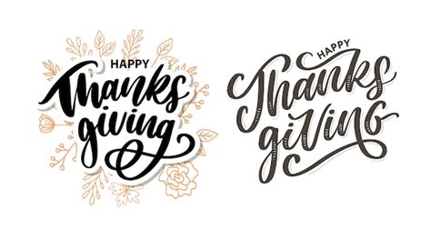 Premium Vector | Happy thanksgiving lettering calligraphy set