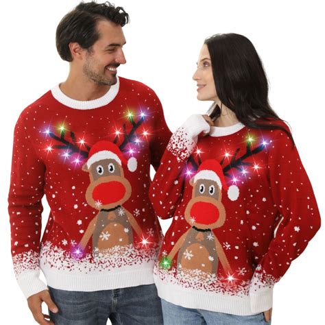 Ugly Christmas Sweater For Women Men Light Up Christmas Sweater Funny