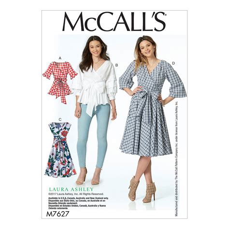 McCall S Sewing Pattern Misses Wrap Tops And Dresses With Waist Tie 14