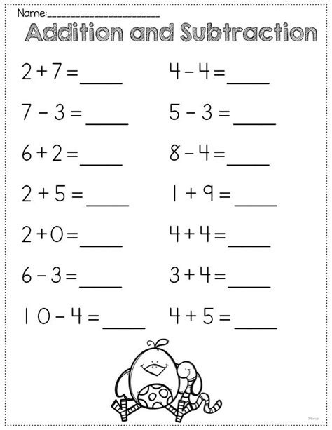 Math Worksheet Adding And Subtracting