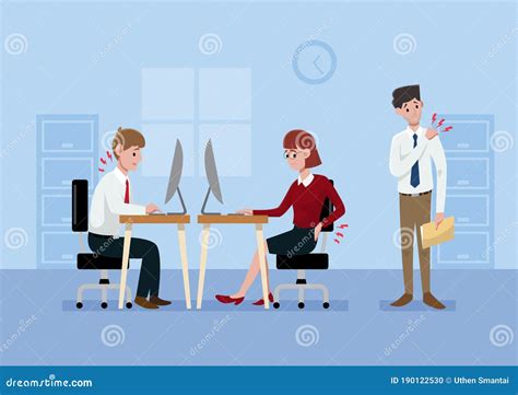 Vector Cartoon Office Syndrome Stock Vector - Illustration of headache, chair: 190122530