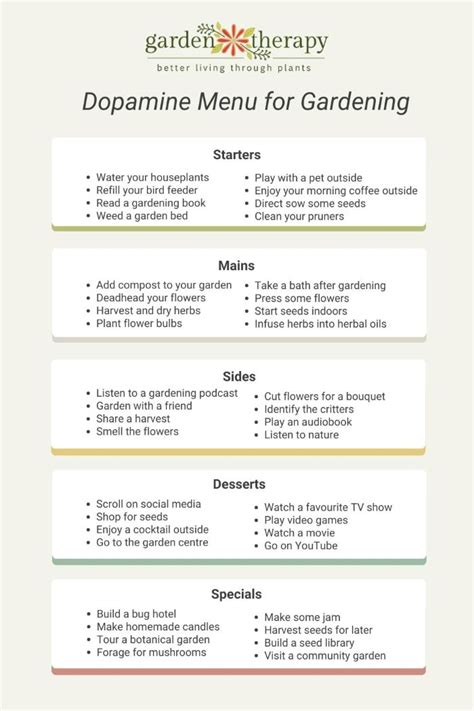 How to Make a Dopamine Menu for Gardening - Garden Therapy