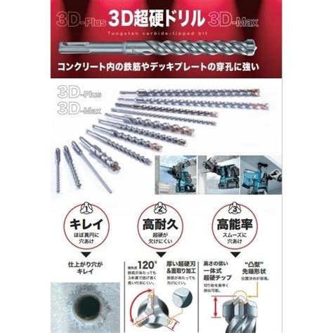 マキタ 3dプラス超硬ドリル Sdsプラス 80×165 A 54352【メール便可】 Mk 41214 8丸重 Yahoo店