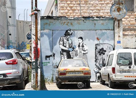 Banksy Graffiti On Palestine Wall Editorial Photo | CartoonDealer.com ...