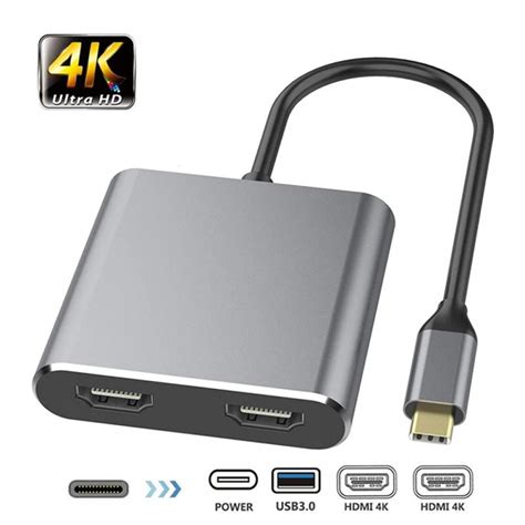 Usb 30 To Dual Hdmi Adapter 1x 4k 60hz And 1x 1080p External Video And Graphics Card Usb Type