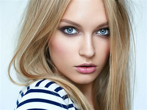 Hd Wallpaper Women Blonde Closeup Open Mouth Blue Eyes Wallpaper