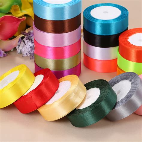 25Yards 25mm Width Silk Satin Ribbon Roll DIY For Wedding Party