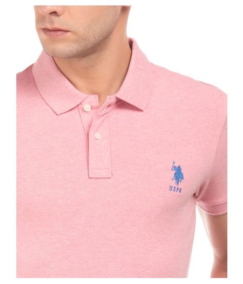 U S Polo Assn Cotton Blend Pink Plain Polo T Shirt Buy U S Polo Assn Cotton Blend Pink