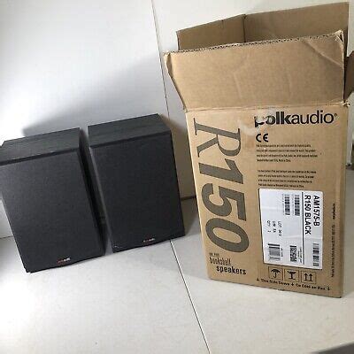 Polk Audio Bookshelf Speakers R150 Black Am1575 B Pair In Box Read