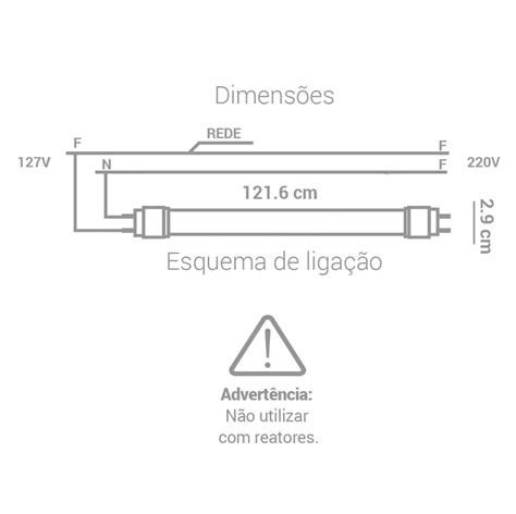 L Mpada Led Tubular T Cm K Branco Quente W Bivolt Led Rs